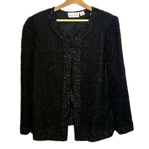 VINTAGE 1980s Laurence Kazar Beaded Silk Blazer size XL